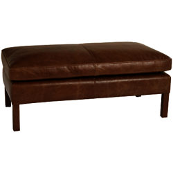 Halo Groucho Leather Footstool Old Saddle Walnut